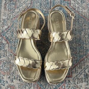 J. Crew Gold Braided Platform Sandals